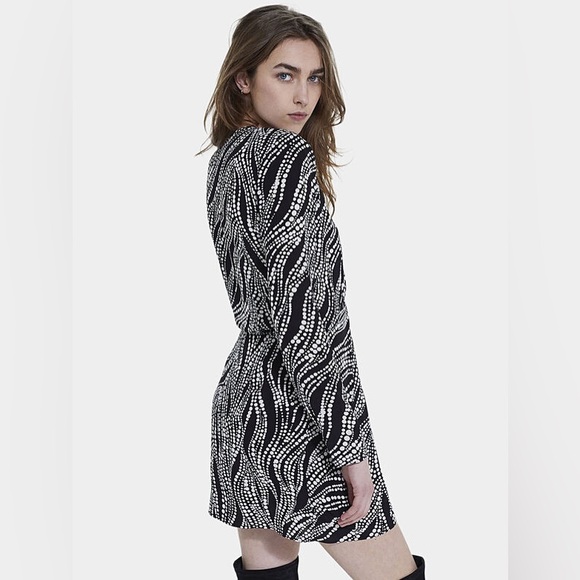 The Kooples Long Sleeve Mini Dress W/ Contrast Print sz 1 - Picture 3 of 13